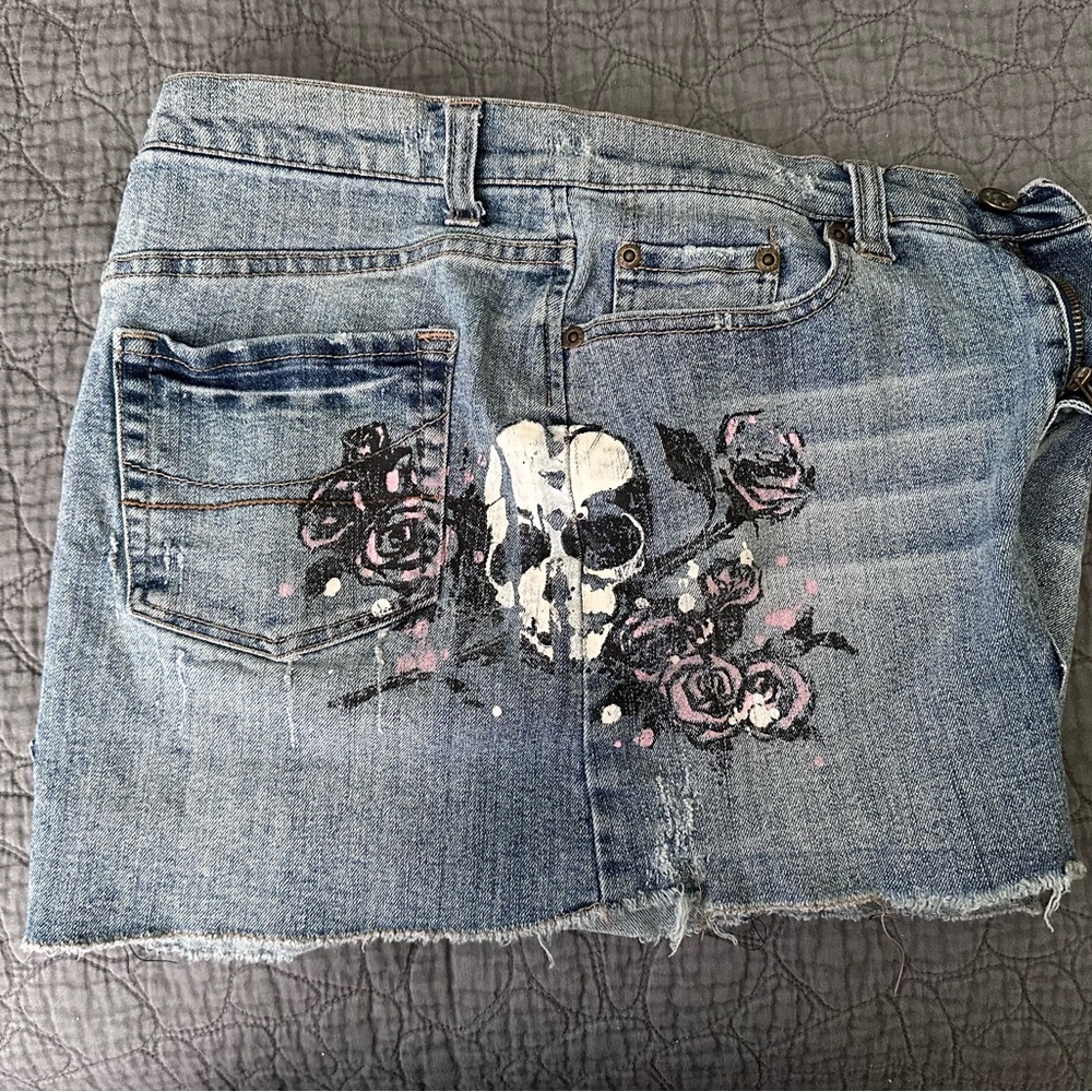 Denim Floral Skull Skirt, Angel Kiss, sz 5